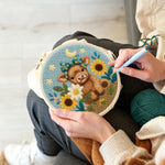 Creating handmade  baby highland cow and sunflowers punch needle artwork
