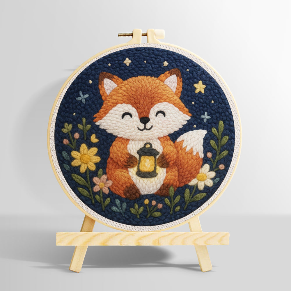 Fox at night punch needle kit for beginner
